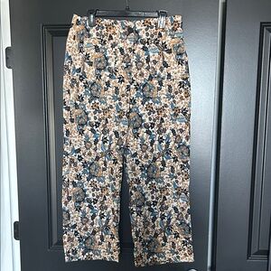 Nicole Miller Blue and Orange Floral Pants size 12